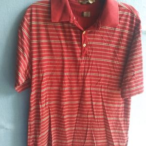 Tiger Woods Men's Size Medium M Red Striped Golf Polo